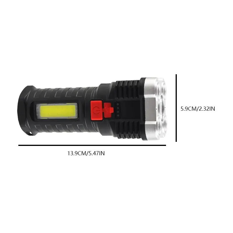 5LED High Power Led Flashlights Rechargeable Camping Spotlight with Side Light 3 Lighting Modes for Camping Adventure Outdoor