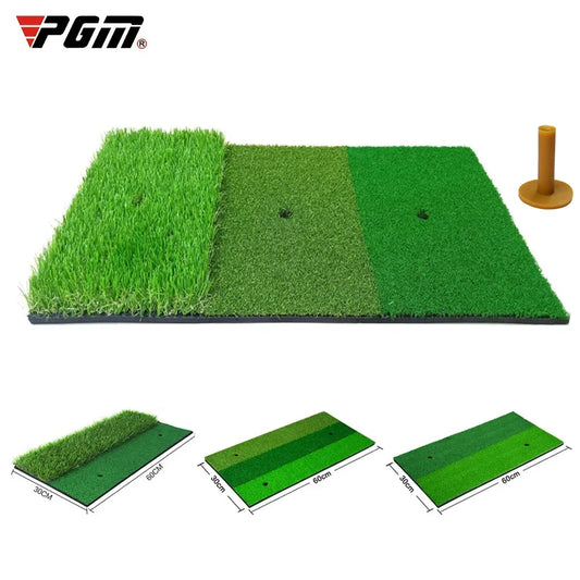 PGM Golf Hitting Mat Indoor Outdoor Mini Practice Durable PP Grass Pad Backyard Exercise Golf Training Aids With TEE DJD003